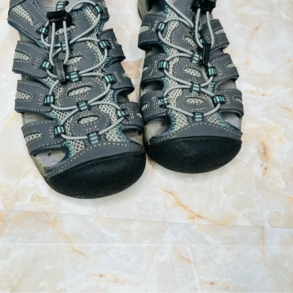 Khomba Outdoor Sandals, River Blue and Grey Closed Toe Adjustable Strap 9